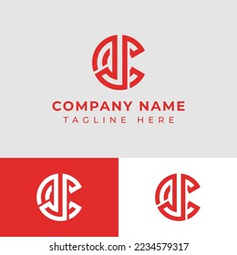 Letter JC or CJ Monogram Circle Logo, suitable for any business with CJ or JC initials.