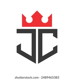 Letter JC Crown Logo. Crown on Letter JC Logo Design Template