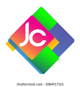 Letter JC logo with colorful geometric shape, letter combination logo design for creative industry, web, business and company.