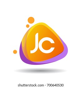 Letter JC logo in triangle splash and colorful background, letter combination logo design for creative industry, web, business and company.