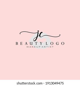 Letter JC Watercolor Lips Premade Logo Design, Logo for Makeup Artist Business Branding, Blush Beauty Boutique Logo Design, Calligraphy Logo
