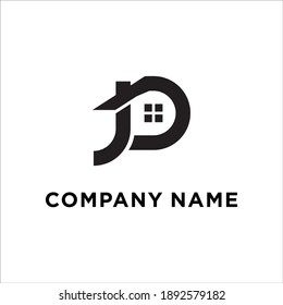 Letter Jd Home Logo Design Stock Vector