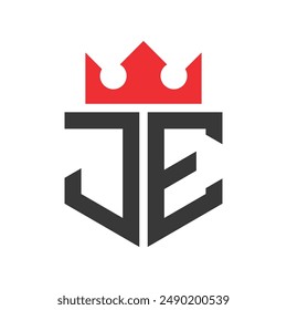 Letter JE Crown Logo. Crown on Letter JE Logo Design Template