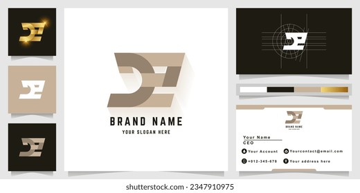 Letter Je or De monogram logo with business card design