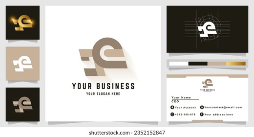 Letter Je or De monogram logo with business card design