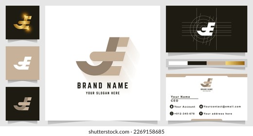 Letter JE or FE monogram logo with business card design