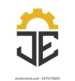 Letter JE Gear Logo Design for Service Center, Repair, Factory, Industrial, Digital and Mechanical Business