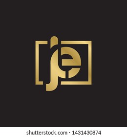 Letter je linked lowercase logo design template elements. Gold letter Isolated on black  background. Suitable for business, consulting group company.