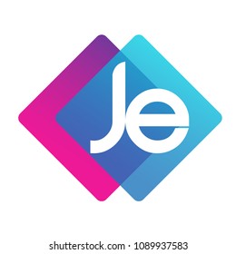 Letter JE logo with colorful geometric shape, letter combination logo design for creative industry, web, business and company.