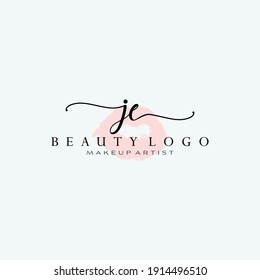 Letter JE Watercolor Lips Premade Logo Design, Logo for Makeup Artist Business Branding, Blush Beauty Boutique Logo Design, Calligraphy Logo