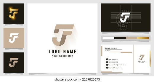 Letter JF or aF monogram logo with business card design