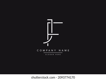 Letter JF FJ line art logo design template, line art logo