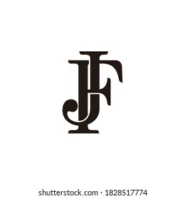letter jf linked flat overlapping design logo vector