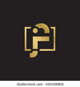 Letter jf linked lowercase logo design template elements. Gold letter Isolated on black  background. Suitable for business, consulting group company.