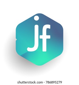 Letter JF logo in hexagon shape and colorful background, letter combination logo design for business and company identity.
