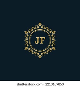 Letter JF logo with Luxury Gold template. Elegance logo vector template.