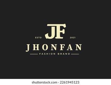 Letter JF logo vintage style design concept. Initial symbol for brand corporate business identity. Alphabet vector elements