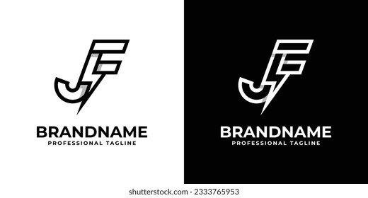 Letter JF Thunderbolt Logo, suitable for any business with JF or FJ initials.