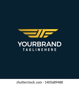 letter jf wing logo design concept template vector
