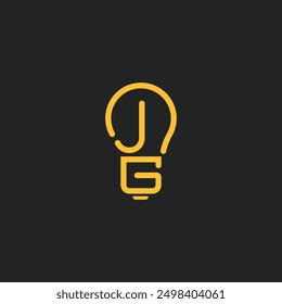 Letter JG or GJ simple lines lightbulb shape logo. JG monogram technology logo