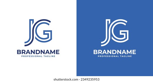 Logotipo de Monograma de la línea JG, adecuado para negocios con las iniciales JG o GJ.