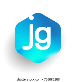 Letter JG logo in hexagon shape and colorful background, letter combination logo design for business and company identity.
