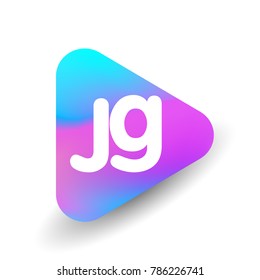 Letter JG logo in triangle shape and colorful background, letter combination logo design for business and company identity.
