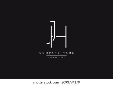 Letter JH HJ line art logo design template, line art logo