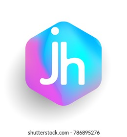 Letter JH logo in hexagon shape and colorful background, letter combination logo design for business and company identity.
