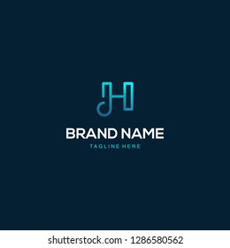 Letter JH Outline Monogram Abstract Creative Business Modern Logo