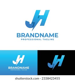 Letter JH Power Logo, suitable for any business with JH or HJ initials.