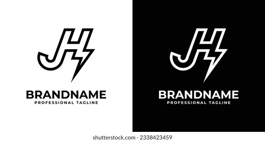 Letter JH Thunderbolt Logo, suitable for any business with JH or HJ initials.