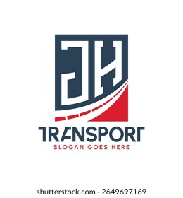 Carta JH Transporte Design de logotipo. Logotipo moderno da estrada de JH para a entrega, empresa de transporte e negócio da frota
