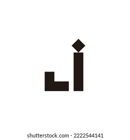 Letra ji ij i símbolo geométrico cuadrado simple vector logo