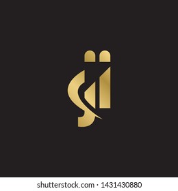 Letter ji linked lowercase logo design template elements. Gold letter Isolated on black  background. Suitable for business, consulting group company.