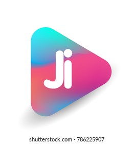 Letter JI logo in triangle shape and colorful background, letter combination logo design for business and company identity.
