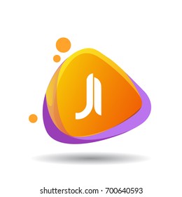 Letter JI logo in triangle splash and colorful background, letter combination logo design for creative industry, web, business and company.