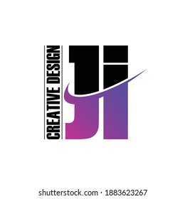 Letter JI simple logo design vector