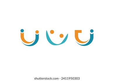 Letter JJ  logo design with happy smile icon