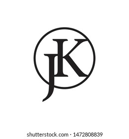 letter jk circle linked logo vector