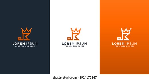 letter jk crown logo design