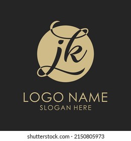 Letter JK handwriting initial logo design template.