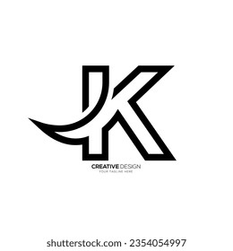 Letter Jk or Kj creative initial line art with modern unique typography abstract monogram logo