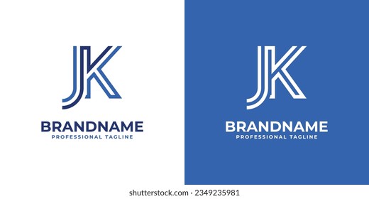Logotipo de Monograma de la línea JK, adecuado para negocios con las iniciales JK o KJ.
