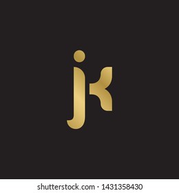 Letter jk linked lowercase logo design template elements. Gold letter Isolated on black  background. Suitable for business, consulting group company.