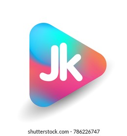 Letter JK logo in triangle shape and colorful background, letter combination logo design for business and company identity.
