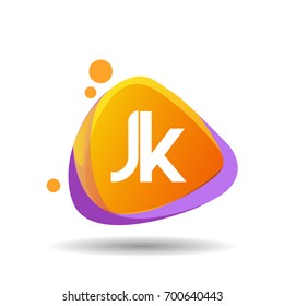 Letter JK logo in triangle splash and colorful background, letter combination logo design for creative industry, web, business and company.