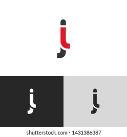 Letter jl linked lowercase logo design template elements. Red letter Isolated on black white grey background. Suitable for business, consulting group company.
