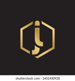 Letter jl linked lowercase logo design template elements. Gold letter Isolated on black  background. Suitable for business, consulting group company.