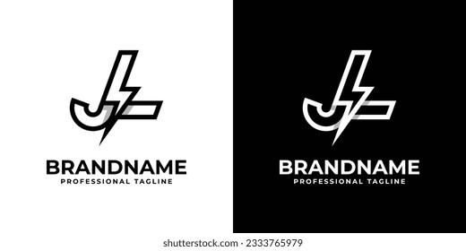 Letter JL Thunderbolt Logo, suitable for any business with JL or LJ initials.